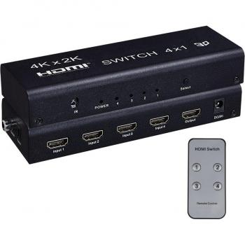 Switch 4K/1080P 4x1 HDMI + audio 3.5 mm y coaxial