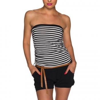 Gürtelbündeltes Hotpants-Bandeau-Overall S