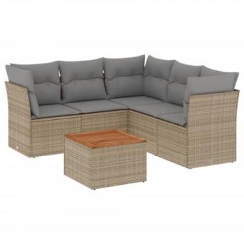 Coussinage Salon extérieur Vidaxl, 6 pièces, beige, résine tressée