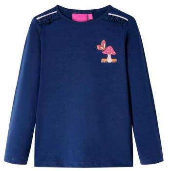 Maglietta a Maniche Lunghe per Bambini Blu Marino, Taglia 128