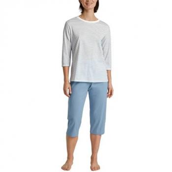 CALIDA Damen Pyjama 3/4 aus Baumwolle mit Streifen