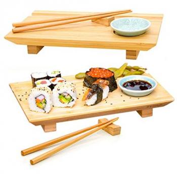 Servizio sushi in bambù 2 piatti + ciotola 27x16 cm