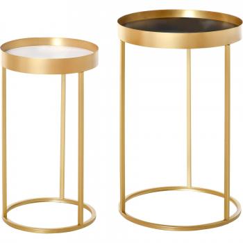 HOMCOM Set de Mesas de Café Modernas Apilables Ø39x63 cm y Ø30,8x56 cm