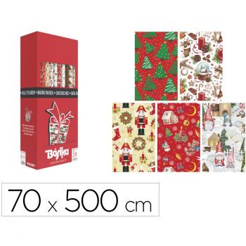 Papel de Regalo Navideño Basika 5 Metros Ancho 70 c