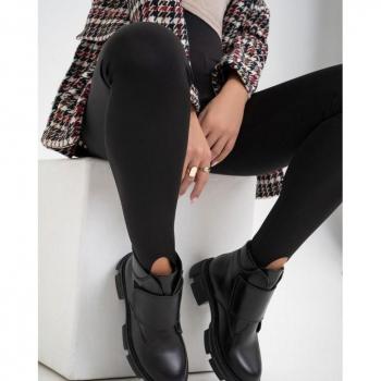 Front Paneled Black Biker Boots 36 by ISSA Plus