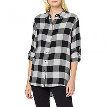 Guess Lucrezia Shirt, Bianco (White Black Check L097), Medium Donna