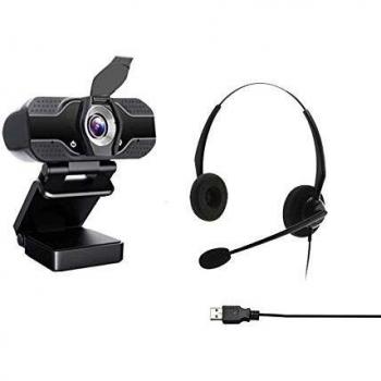 HD 1080P Camera and Dual-Mic Noise‑Cancelling USB Headset Combo