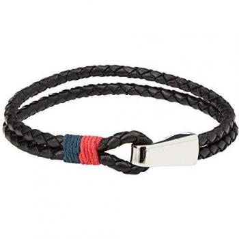 Pulsera de cuero y acero inoxidable para hombre, Tommy Hilfiger, 22 cm