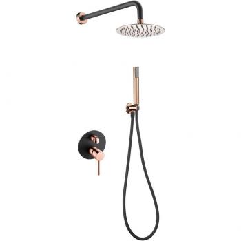 Colonna Doccia Incassata Milos Stick Soffione Standard Nero Oro Rosa
