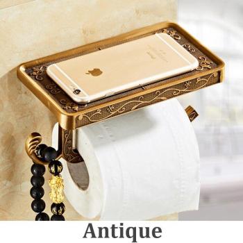 Vintage Aluminum Bathroom Wall Toilet Paper Holder with Shelf