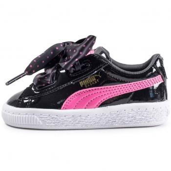 Puma Basket Heart Stars Inf, Zapatillas para Niñas, Negro-Carmine Rose-Oro Metálico 02, 23 EU