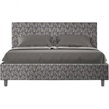 Letto Imbottito Matrimoniale 160x200 cm Tessuto Era Adele Blu (Con Contenitore)