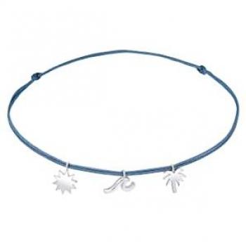 Elli Fußkette »Fußschmuck Palme Beach Boho Strand Nylon Bändchen 925 Silber«