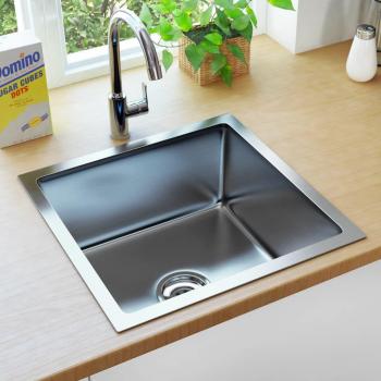 Fregadero de cocina de acero inoxidable con colador
