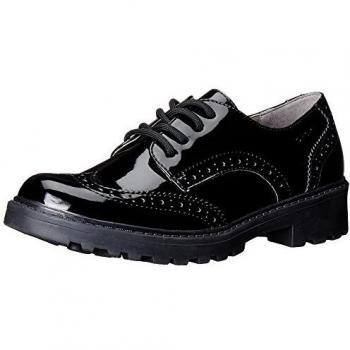 Geox J Casey Mädchen Schnürhalbschuhe, Schwarz