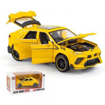 Voiture miniature Lamborghini Urus Jaune avec fonction musicale et portes ouvrantes