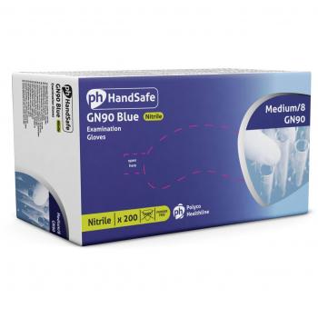 HandSafe GN90 Blue Powder-Free Nitrile Examination Gloves (Medium, Box of 200)