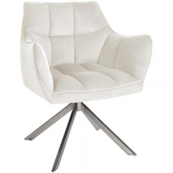 Chaise de salle à manger moderne en velours crème