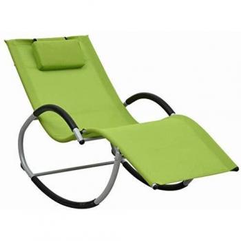 VidaXL Chaise longue pliante Vert Textilène