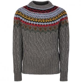 Moncler Men's Round Neck Alpaca Wool Jumper in Grey, Size M