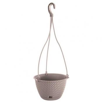 Maceta redonda colgante 3L PROSPERPLAST Splofy de plástico en color gris, Ø23 x 14,5 cm