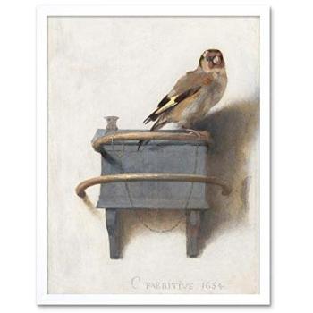 Goldfinch 1654 – Carel Fabritius, 12x16” White Frame Print