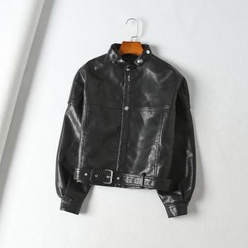 Fitaylor Women's Autumn Faux Leather Biker Overcoat