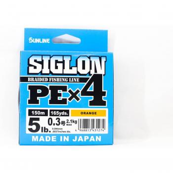 Sunline Orange PE Schnur X4 150M 0,3 5LB