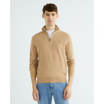Polo Ralph Lauren Beige Men's Cotton Half-Zip Sweater