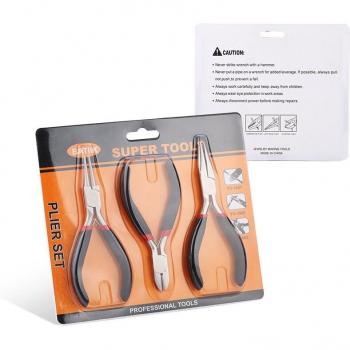 Ensemble professionnel de pinces à bijoux – Acier inox, becs ronds, longue chaîne pour bricolage