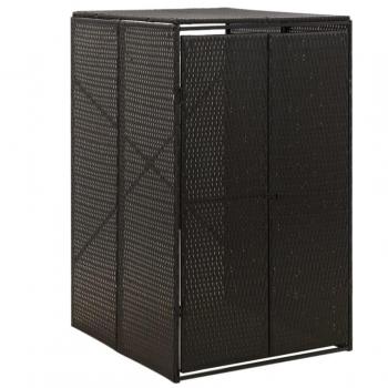 Copribidon per Rifiuti Singolo Nero 70x80x117 cm in Polyrattan