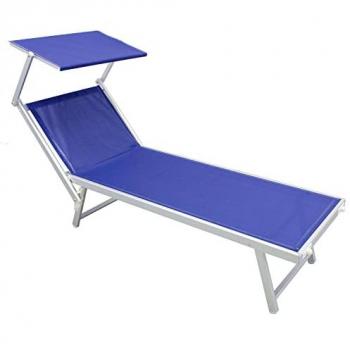 Lettino Da Campeggio Sdraio Blu Con Tettuccio Spiaggia Mare Piscina Giardino Da Esterno