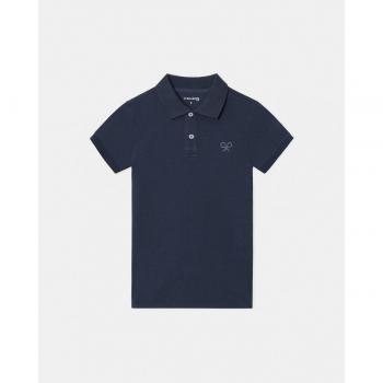 Polo de manga corta Silbon para niño con estampado raqueta en el dorso, color azul medio