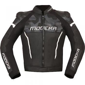 Giacca moto in pelle Modeka Valyant Nero Bianco 56