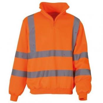 Hi-Vis Yoko Herren Sweatshirt in Gelb, 1/4 Reißverschluss, L