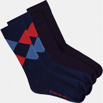 Calzini Blu a Rombi per Uomo, 2 Pezzi, Taglia 47-50, Cotone/Fibre Sintetiche, JP1880