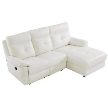 Sofá rinconera derecho reclinable de cuero blanco VINETA