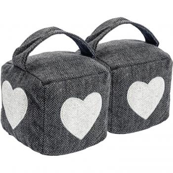 Grey Herringbone Door Stop Pair