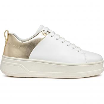 Geox Women's White and Light Gold Spherica Ecub-2 Sneakers