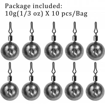 10pcs Assorted Fishing Lead Weights (3.5g to 20g)