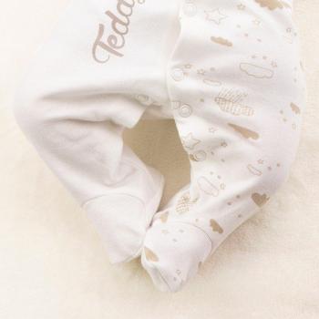 Bio Baumwolle Baby Schlafanzug beige | Teddy Bear | NINI | Strampler für Kleinkinder | Größe: 3 Monate