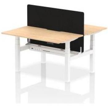 Air 1400 x 800mm Height Adjustable 2 Person Bench Desk Maple Top with Scalloped