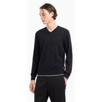 Armani Exchange Luxurious Black V-Neck Sweater