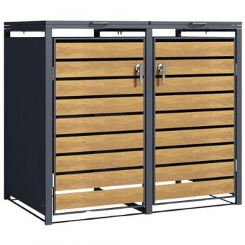 Durable Double Wheelie Bin Storage in Oak Finish