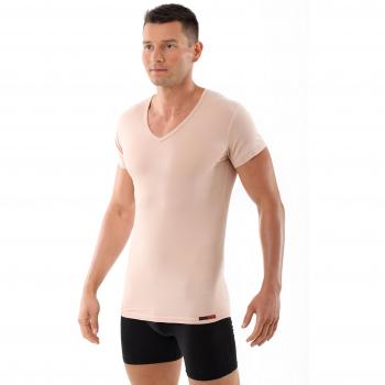 Albert Kreuz V‑Neck Invisible Unterhemd – Herrenkurzarm‑T-Shirt in Nude, atmungsaktiv