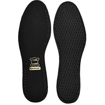 Semelles Saphir en Cuir Noir sur Charbon, Taille 41