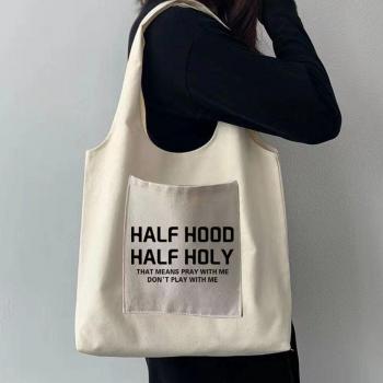 Retro Damen Schultertasche aus Leinwand im Harajuku-Design