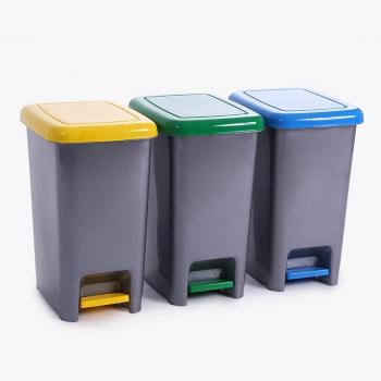 Set de 3 Cubos de Basura de 15L con Pedal para Reciclaje