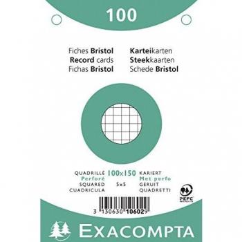 Fiches bristol blanches 100 pièces 5x5 perforées sans film