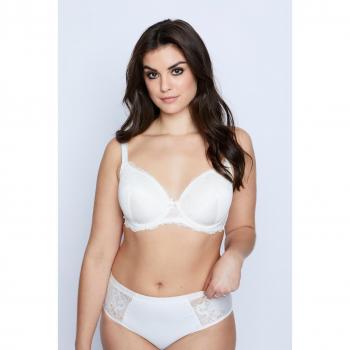 Women's Plus Size Jacquard Lace Underwire Bra, Beige, 46D